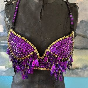 Belly Dancer Top in Purple and Gold 36 c/d